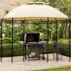 Outdoor Gazebo Steel Fabric Round Soft Top Gazebo;  Outdoor Patio Dome Gazebo with Removable Curtains