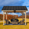 Small wood pergola; 11x12 FT Solid Wood Gazebo with Waterproof Asphalt Roof;  Outdoor Permanent Hardtop Gazebo Canopy for Patio;  Garden;  Backyard