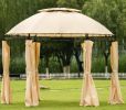 Outdoor Gazebo Steel Fabric Round Soft Top Gazebo;  Outdoor Patio Dome Gazebo with Removable Curtains