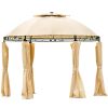 Outdoor Gazebo Steel Fabric Round Soft Top Gazebo;  Outdoor Patio Dome Gazebo with Removable Curtains