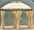 Outdoor Gazebo Steel Fabric Round Soft Top Gazebo;  Outdoor Patio Dome Gazebo with Removable Curtains