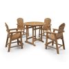 HIPS Patio Bar Table with Umbrella Hole(1.97"), Teak