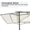 13Ft.Lx4.5Ft.W Iron Double Tiered Backyard Patio BBQ Grill Gazebo with Bar Counters&Extendable Shades; White