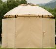 Outdoor Gazebo Steel Fabric Round Soft Top Gazebo;  Outdoor Patio Dome Gazebo with Removable Curtains