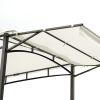 13Ft.Lx4.5Ft.W Iron Double Tiered Backyard Patio BBQ Grill Gazebo with Bar Counters&Extendable Shades; White