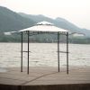 13Ft.Lx4.5Ft.W Iron Double Tiered Backyard Patio BBQ Grill Gazebo with Bar Counters&Extendable Shades; White