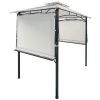 13Ft.Lx4.5Ft.W Iron Double Tiered Backyard Patio BBQ Grill Gazebo with Bar Counters&Extendable Shades; White